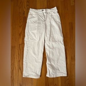 White wide leg crop jeans
